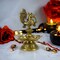 Peacock Deepam Brass Finish Diya Annam Deepak Samai Oil Lamp with Base Indian Festival Diwali Diya Hindu Puja Religious Home Decor Pooja Lamp Indian Housewarming Wedding Return Gift
